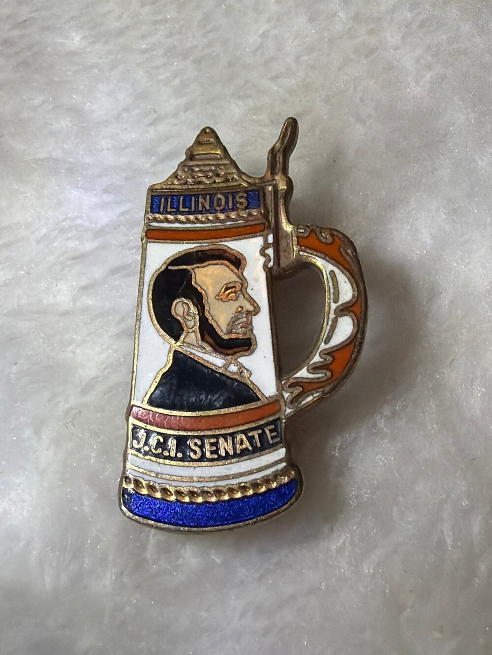 Vintage Illinois JCI Senate Abraham Lincoln Beer Stein Pin Limited Proof